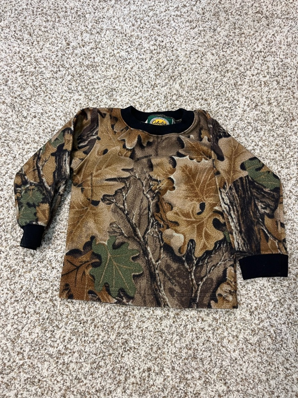 Cabela's Kids Camo Fleece Long Sleeve in Brown and Green